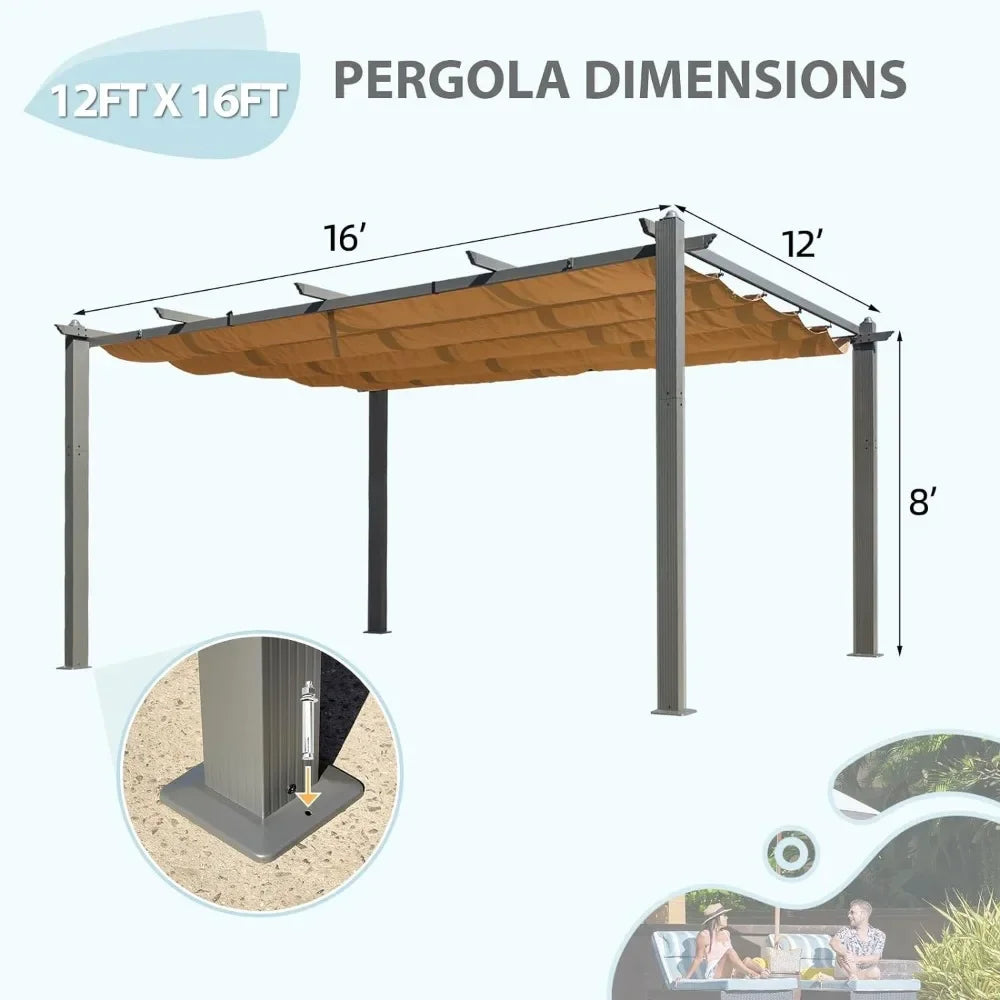 Aluminum Pergola with Retractable Canopy