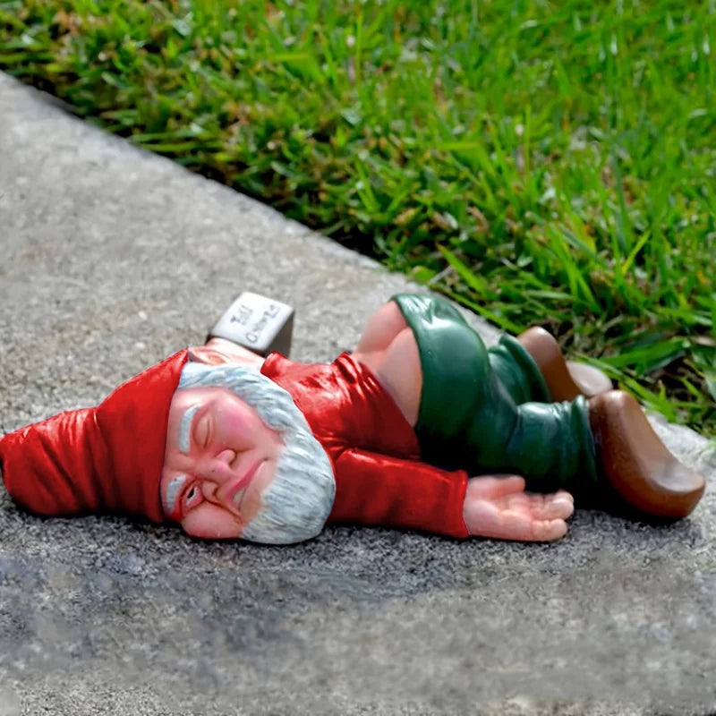 1pc Drunken Garden Gnome Statue,