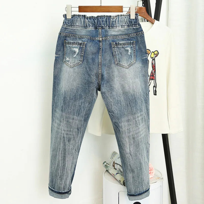 Loose Vintage High Waist Jeans Plus Size