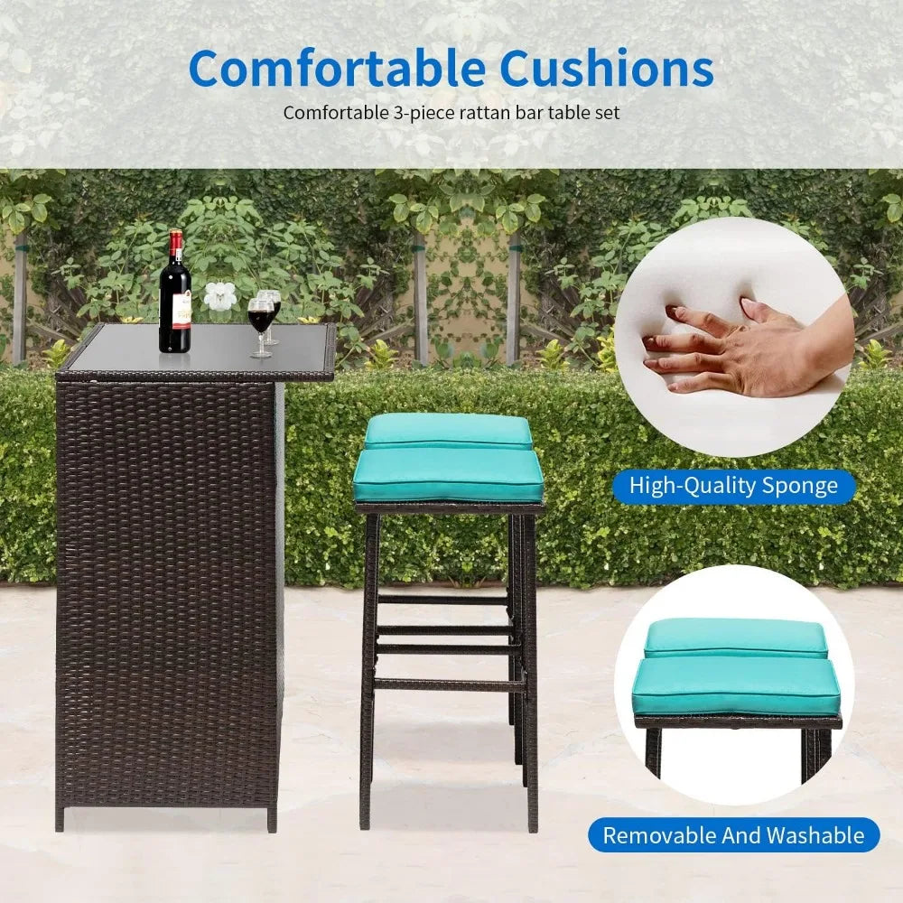 3PCS Patio Bar Set