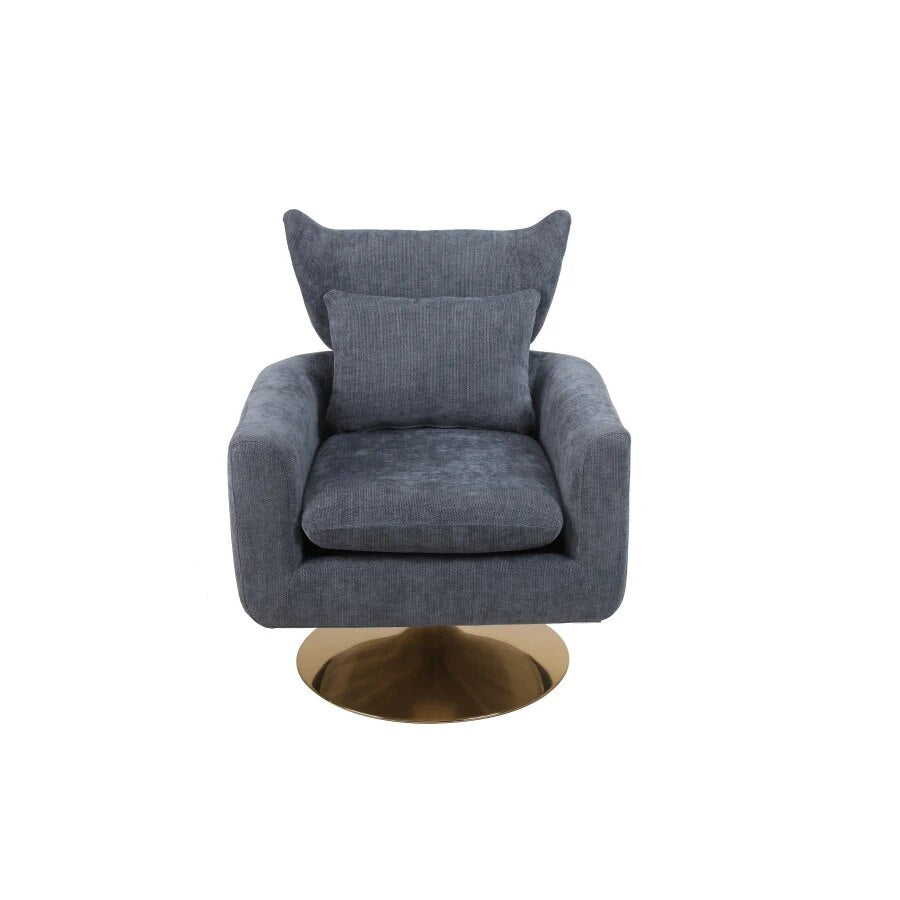 Classic Mid-Century 360-degree Swivel Accent Chair, Dusty Blue Linen