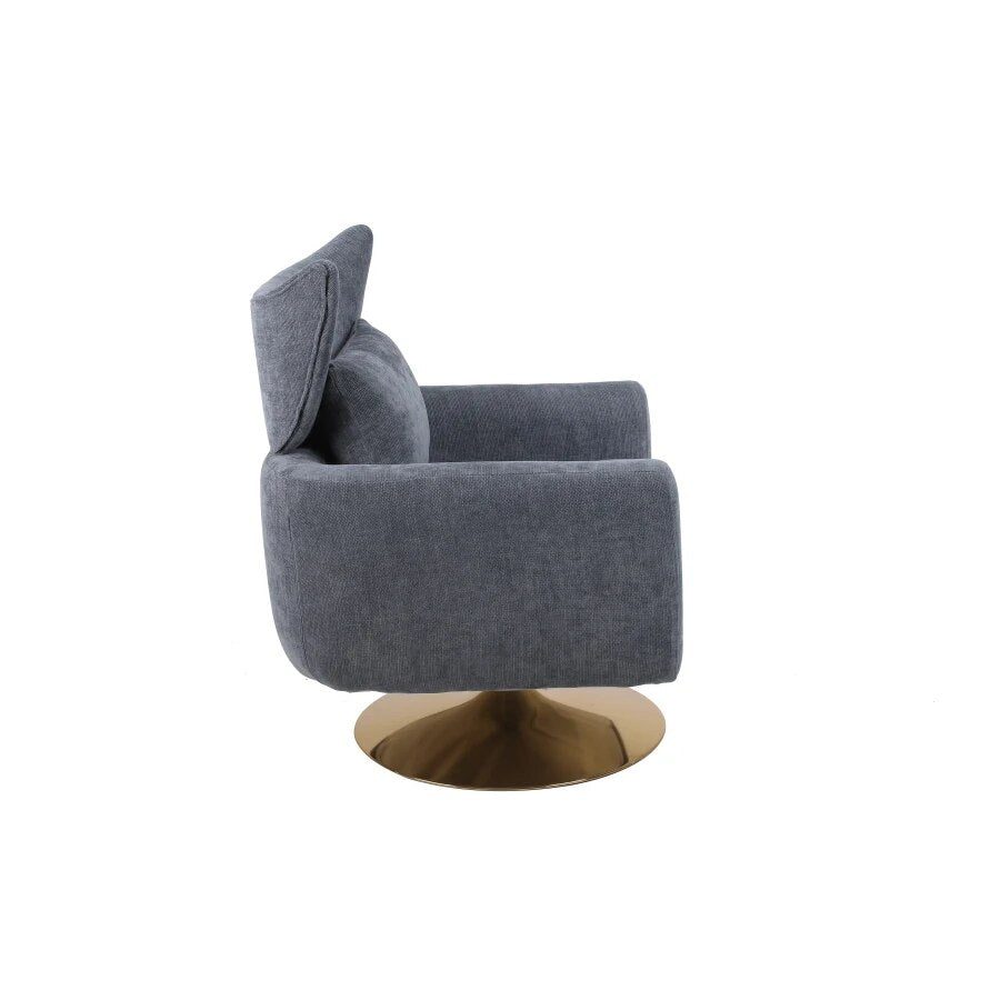 Classic Mid-Century 360-degree Swivel Accent Chair, Dusty Blue Linen