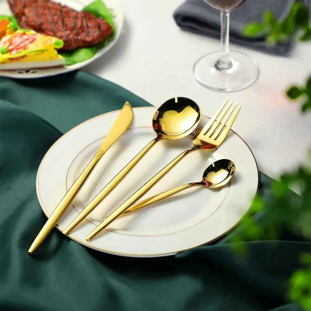 400 Pcs Gold Silverware Set