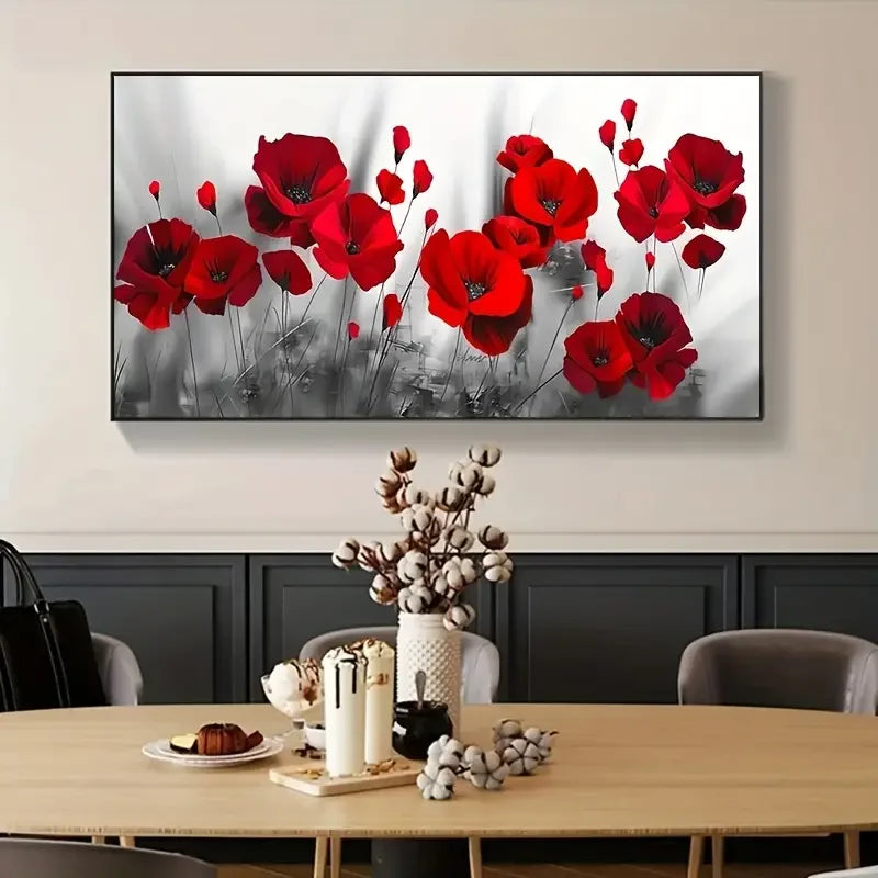 1pc Canvas  Abstract Red Bloom Flower