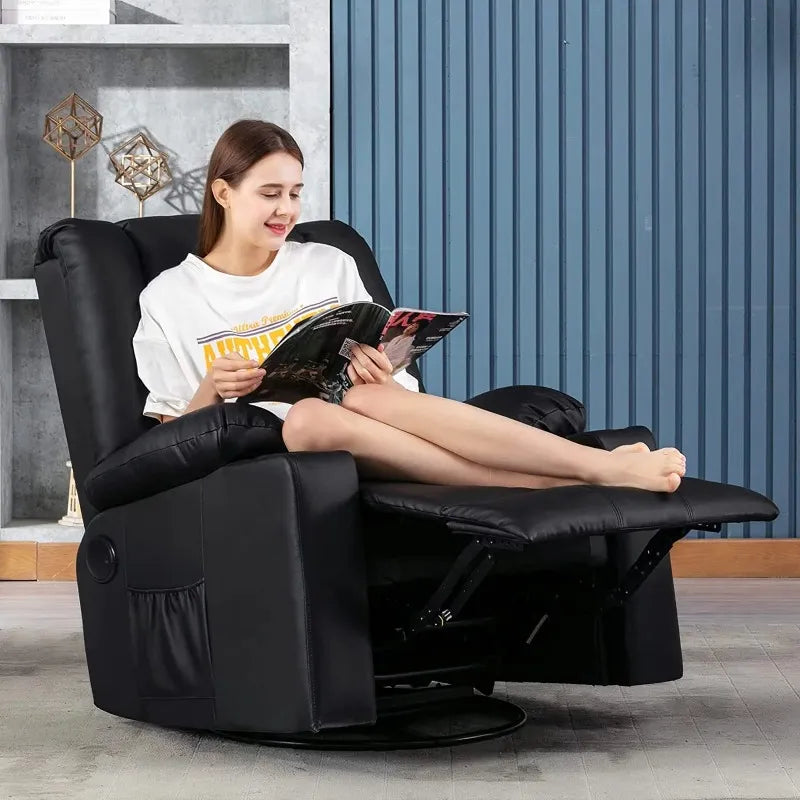 Massage Rocking Swiveling Recliner Chair with Speakers