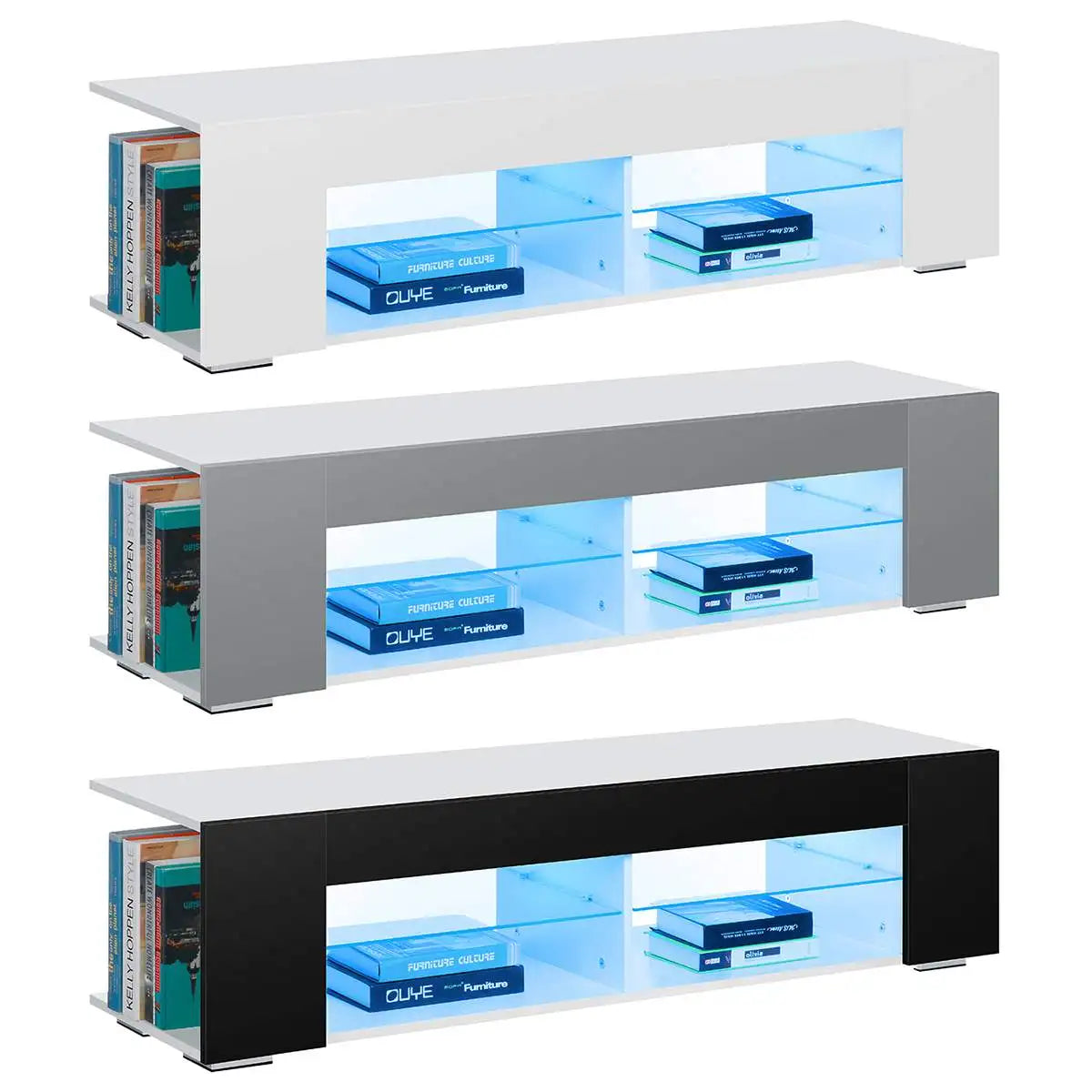 TV Stand Bookshelves With LED Lights