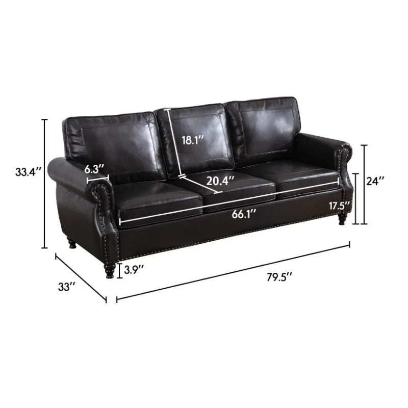 79'' Faux Leather Recliner Sofa