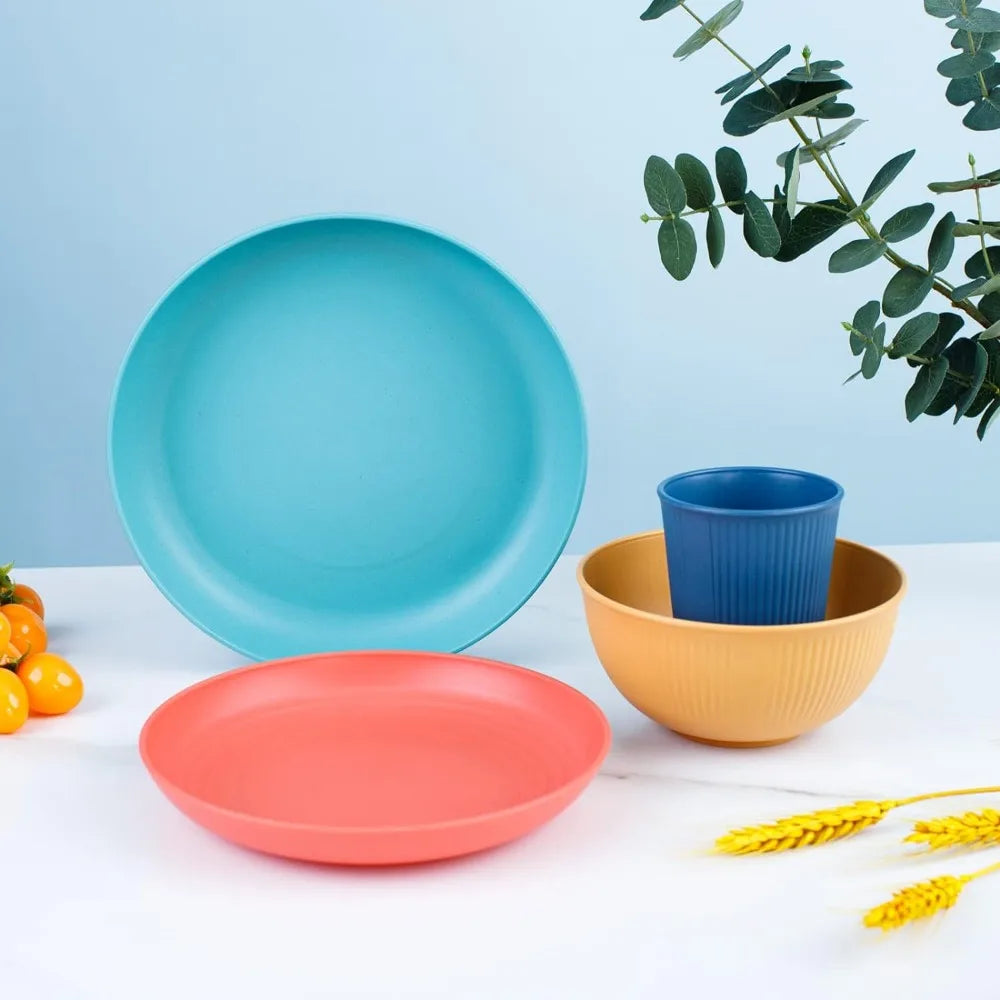 32pcs Wheat Straw Dinnerware Set for 8