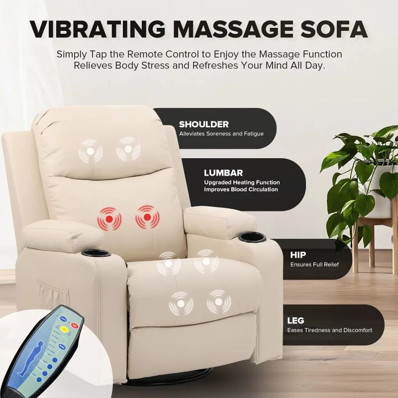 Massage Recliner Chair PU Leather Rocking Sofa