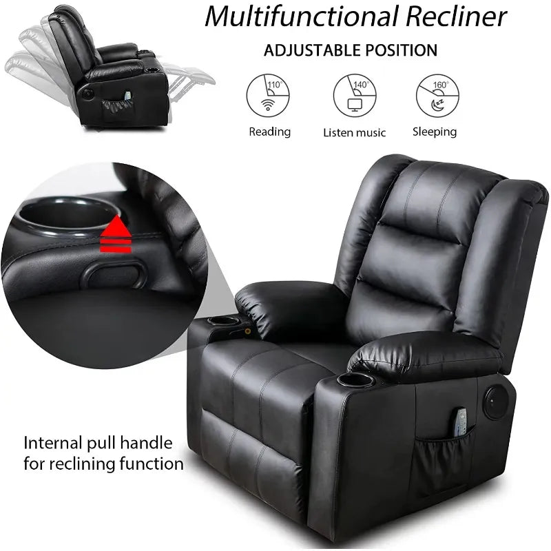 Massage Rocking Swiveling Recliner Chair with Speakers