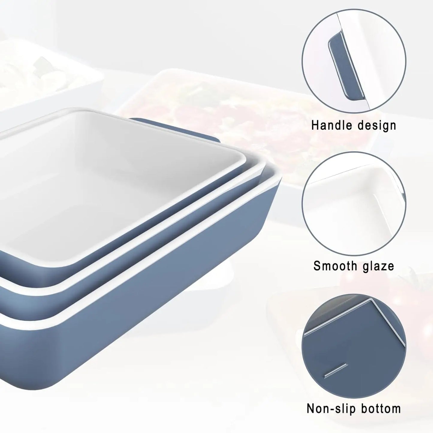 Sky Blue Rectangular Baking Dish Set