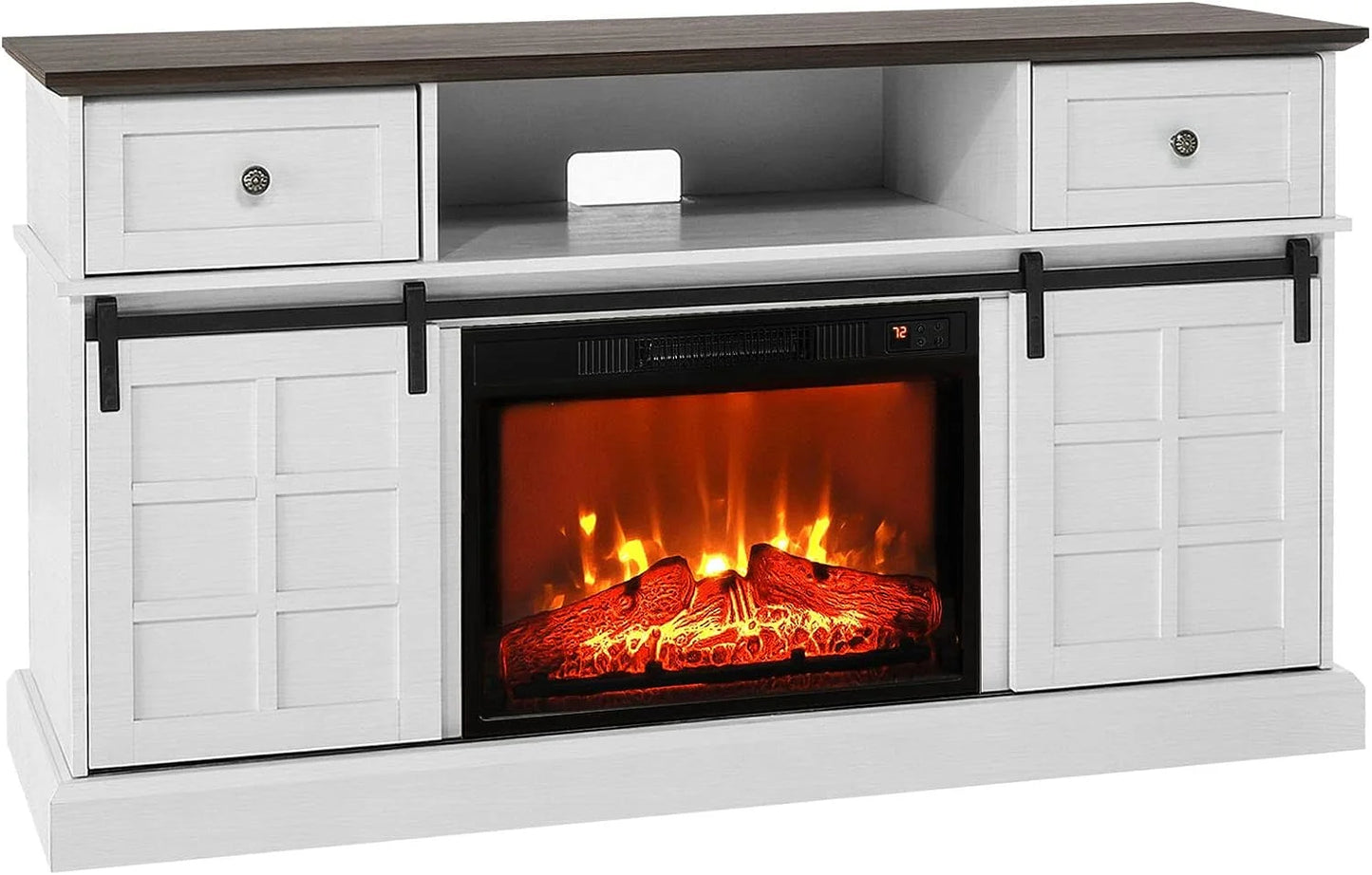 White Fireplace TV Stand for 65 Inch TV