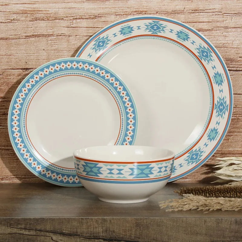 12-Piece Decorated Fine Ceramic Dinnerware Set - kitchen dishes