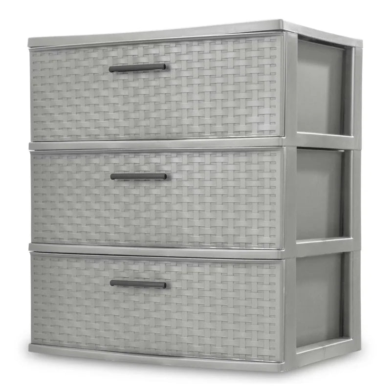 Sterilite 3 Drawer Wide Weave Tower Cement