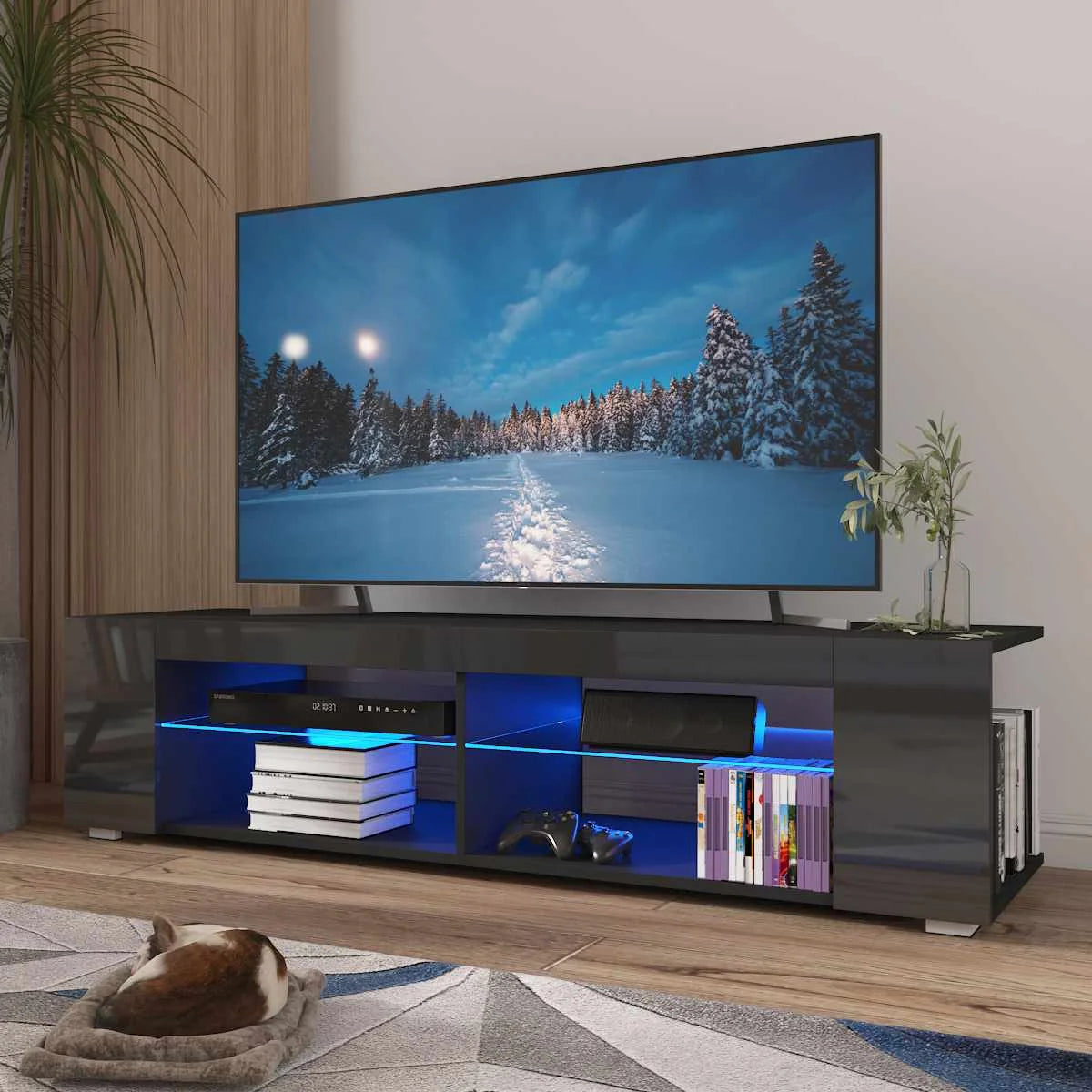 TV Stand Bookshelves With LED Lights