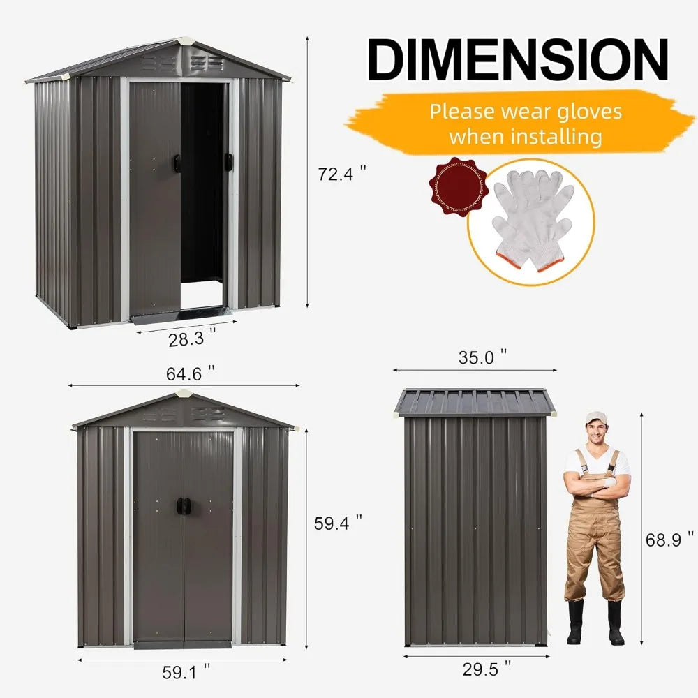 5x3 FT outdoor storage shed