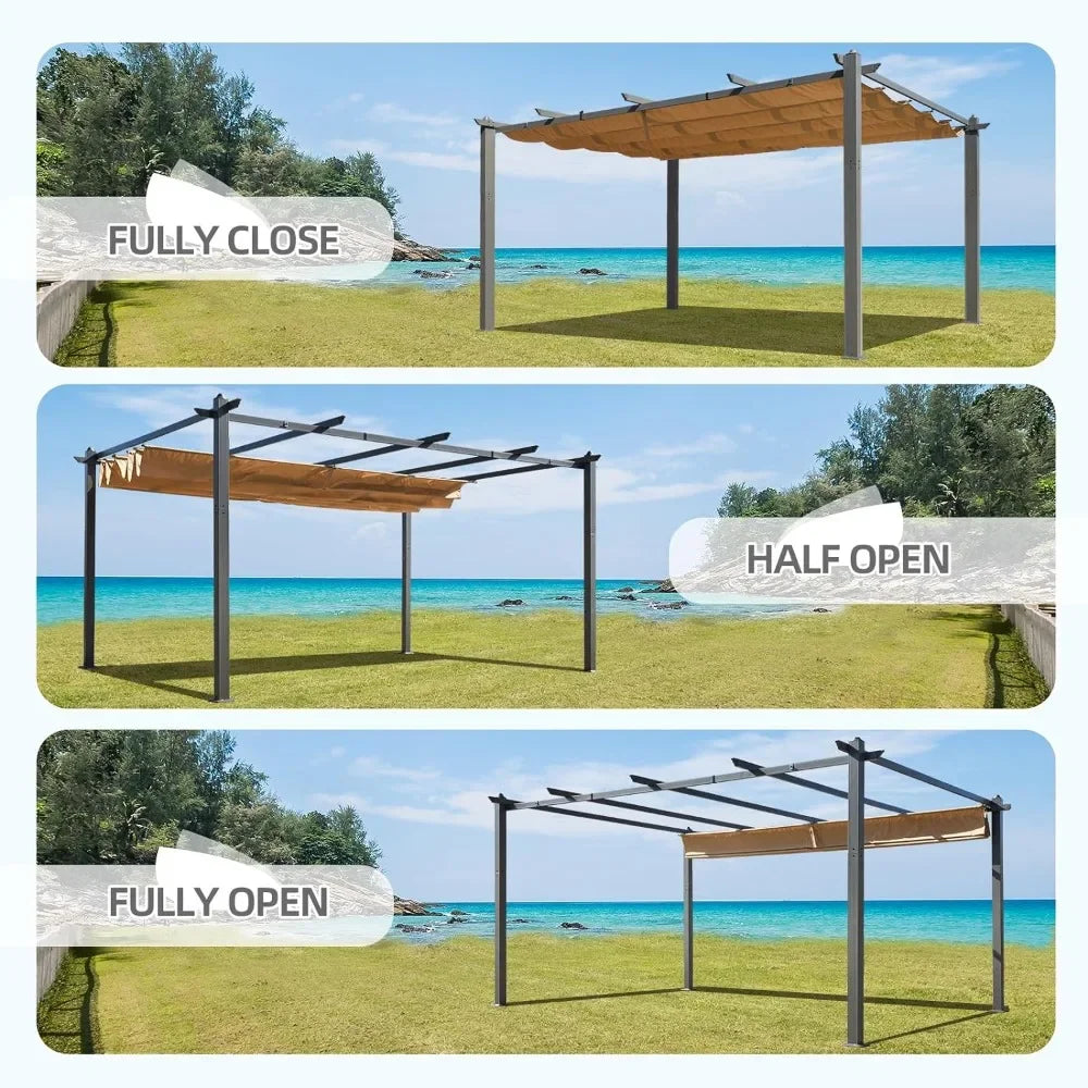 Aluminum Pergola with Retractable Canopy