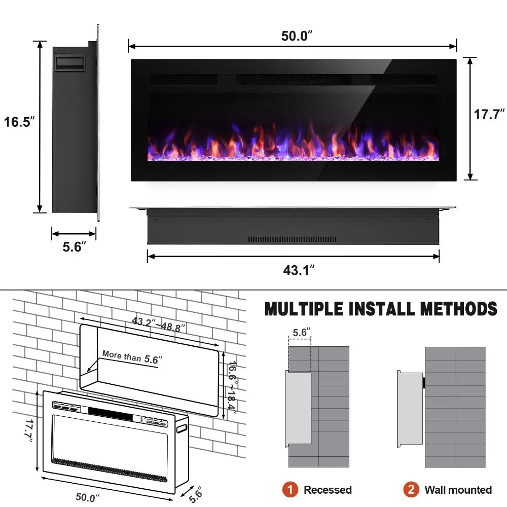 2023 New 50 Inch Electric Fireplace,