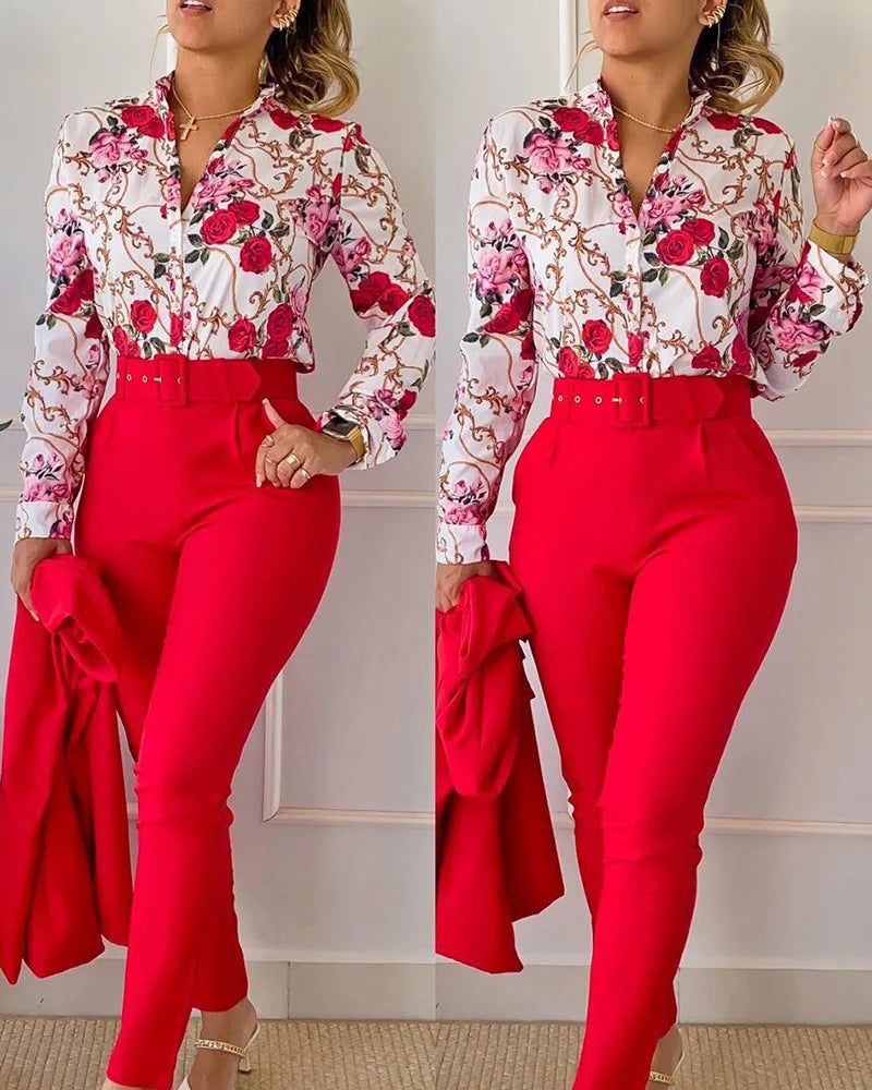 elegant print shirt and pants