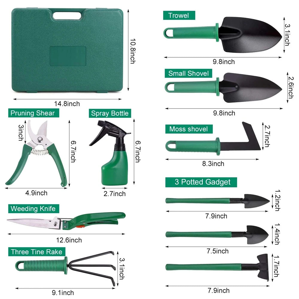 10pcs Stainless Steel Garden Tool Set