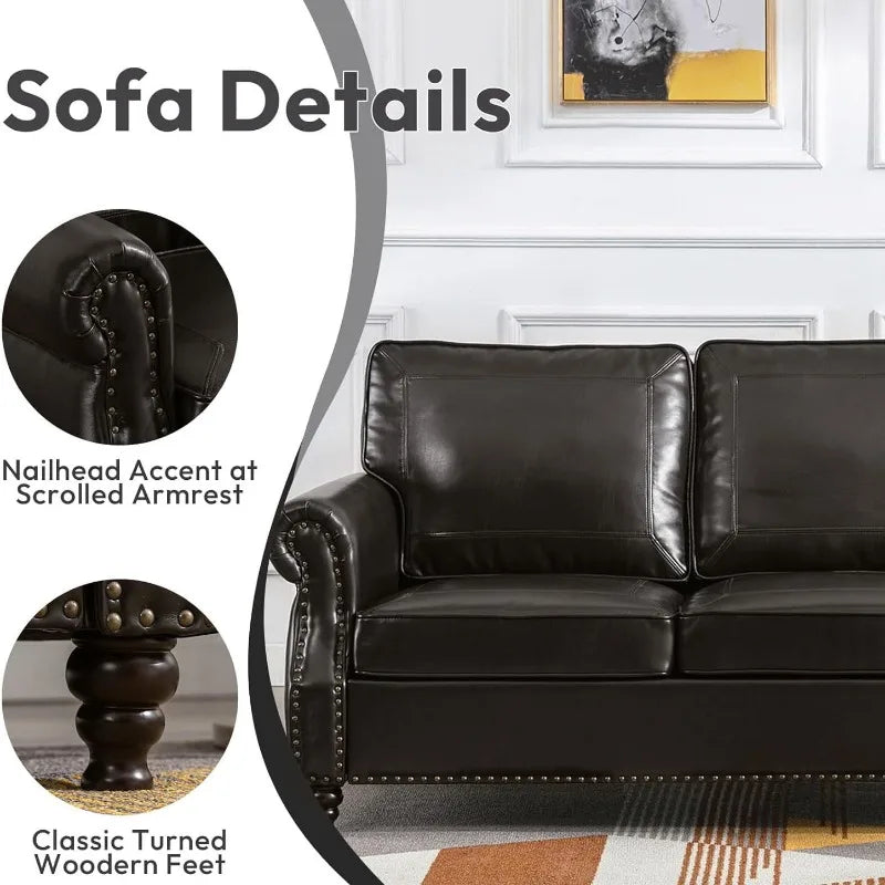 79'' Faux Leather Recliner Sofa