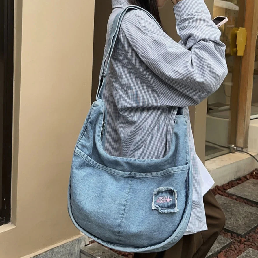 Denim Messenger Bag Women