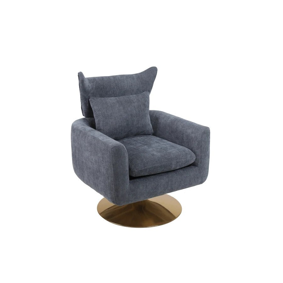 Classic Mid-Century 360-degree Swivel Accent Chair, Dusty Blue Linen