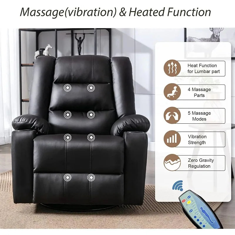 Massage Rocking Swiveling Recliner Chair with Speakers