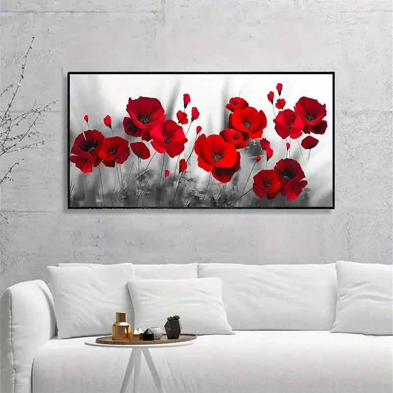 1pc Canvas  Abstract Red Bloom Flower