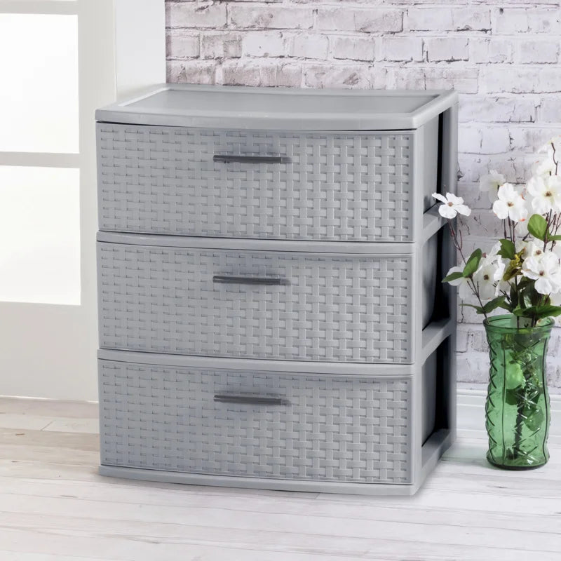 3 Drawer Wide Weave Tower Cement