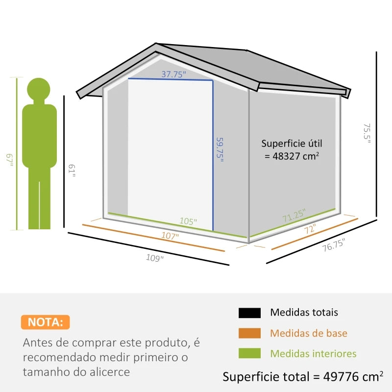 Garden Storage Shed w/Floor Foundation Outdoor Patio Yard Metal