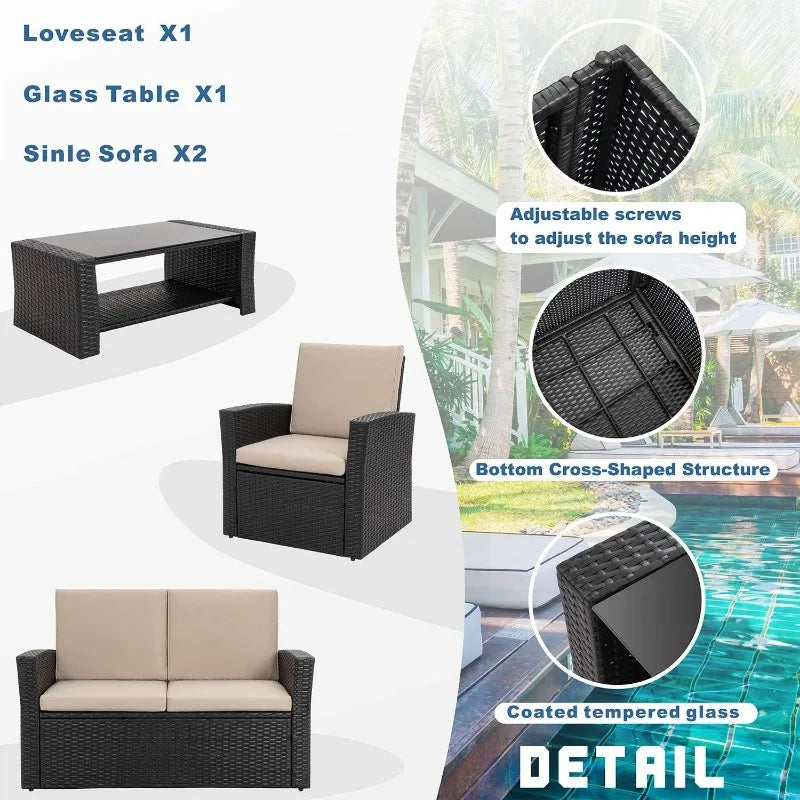 Shintenchi 4-Piece Outdoor Patio Furniture