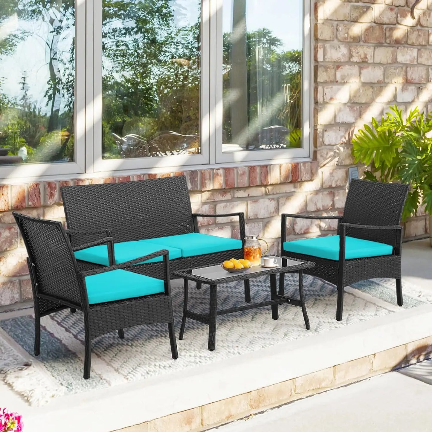 4Pieces Rattan Conversation Set