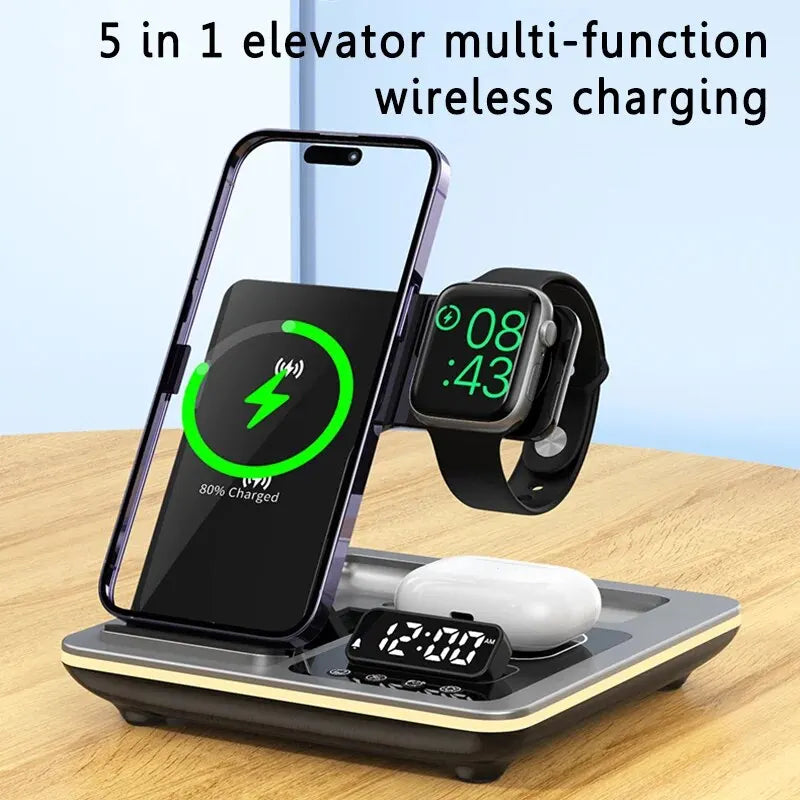 Auto  Wireless Charger Stand Alarm Clock